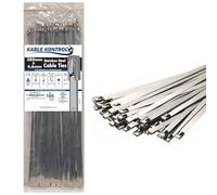 Kable Kontrol 100 Pcs Metal Cable Ties 380 mm x 4.6 mm, 15" Self Locking Stainless Steel Zip Tie 304 Steel Wrap, for Industrial and Home Use