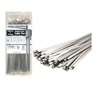 Kable Kontrol 50 Pcs Metal Cable Ties 300 mm x 4.6 mm, 12" Self Locking Stainless Steel Zip Tie 304 Steel Wrap, for Industrial and Home Use