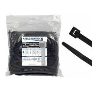 Kable Kontrol Black Cable Ties, 200 mm x 2.5 mm, Pack of 1000, 8" Premium Nylon Zip Ties, Multi-Purpose Plastic Tie Wraps, Secure Self-Locking Mechanism, for Home, Garden, Office and DIY