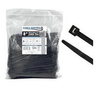 Kable Kontrol Black Cable Ties, 200 mm x 3.6 mm, Pack of 1000, 8" Premium Nylon Zip Ties, Multi-Purpose Plastic Tie Wraps, Secure Self-Locking Mechanism, for Home, Garden, Office and DIY