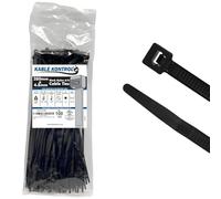Kable Kontrol Black Cable Ties, 280 mm x 4.8 mm, Pack of 100, 11" Premium Nylon Zip Ties, Multi-Purpose Plastic Tie Wraps, Secure Self-Locking Mechanism, for Home, Garden, Office and DIY