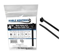 Kable Kontrol Black Fuel Hose Radius Clamp Cable Ties, 100 mm x 2.5 mm, Pack of 100, 4" Nylon Zip Ties, UV & Chemical Resistant Tie Wraps, Secure Self-Locking Mechanism for Automotive & Industrial Use