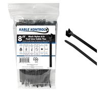 Kable Kontrol Black Fuel Hose Radius Clamp Cable Ties, 200 mm x 4.8 mm, Pack of 100, 8" Nylon Zip Ties, UV & Chemical Resistant Tie Wraps, Secure Self-Locking Mechanism for Automotive & Industrial Use