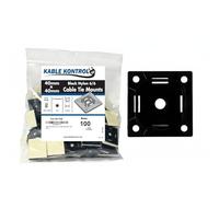 Kable Kontrol Black Zip Tie Bases, 40 mm x 40 mm, Pack of 100 Cable Tie Adhesive Mounts Self Adhesive Mounts Multi-Purpose Zip Ties Bases, Cable Holder Sticky Pads - Black