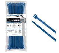 Kable Kontrol Blue Cable Ties, 200 mm x 2.5 mm, Pack of 100, 8" Premium Nylon Zip Ties, Multi-Purpose Plastic Tie Wraps, Secure Self-Locking Mechanism, for Home, Garden, Office and DIY