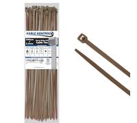Kable Kontrol Brown Cable Ties, 300 mm x 3.6 mm, Pack of 100, 12" Premium Nylon Zip Ties, Multi-Purpose Plastic Tie Wraps, Secure Self-Locking Mechanism, for Home, Garden, Office and DIY
