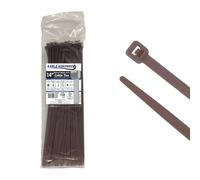 Kable Kontrol Brown Cable Ties, 360 mm x 4.8 mm, Pack of 100, 14" Premium Nylon Zip Ties, Multi-Purpose Plastic Tie Wraps, Secure Self-Locking Mechanism, for Home, Garden, Office and DIY