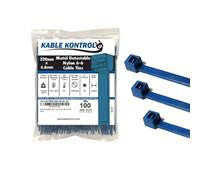 Kable Kontrol Metal Detectable Blue Cable Ties, 100 mm x 2.5 mm, Pack of 100, 4" Iron Infused Nylon Zip Ties, Multi-Purpose Tie Wraps, Secure Self-Locking Mechanism, for Home, Garden, Office and DIY