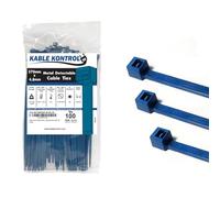 Kable Kontrol Metal Detectable Blue Cable Ties, 200 mm x 4.8 mm, Pack of 100, 8" Iron Infused Nylon Zip Ties, Multi-Purpose Tie Wraps, Secure Self-Locking Mechanism, for Home, Garden, Office and DIY