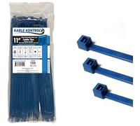Kable Kontrol Metal Detectable Blue Cable Ties, 280 mm x 4.8 mm, Pack of 100, 11" Iron Infused Nylon Zip Ties, Multi-Purpose Tie Wraps, Secure Self-Locking Mechanism, for Home, Garden, Office and DIY