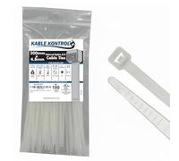 Kable Kontrol Natural White Cable Ties, 200 mm x 4.8 mm, Pack of 100, 8" Premium Nylon Zip Ties, Multi-Purpose Plastic Tie Wraps, Secure Self-Locking Mechanism, for Home, Garden, Office and DIY