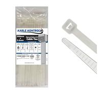 Kable Kontrol Natural White Cable Ties, 300 mm x 3.6 mm, Pack of 100, 12" Premium Nylon Zip Ties, Multi-Purpose Plastic Tie Wraps, Secure Self-Locking Mechanism, for Home, Garden, Office and DIY