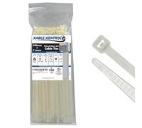 Kable Kontrol Natural White Cable Ties, 300 mm x 7.6 mm, Pack of 100, 12" Premium Nylon Zip Ties, Multi-Purpose Plastic Tie Wraps, Secure Self-Locking Mechanism, for Home, Garden, Office and DIY