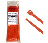 Kable Kontrol Orange Cable Ties, 360 mm x 4.8 mm, Pack of 100, 14" Premium Nylon Zip Ties, Multi-Purpose Plastic Tie Wraps, Secure Self-Locking Mechanism, for Home, Garden, Office and DIY