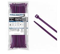 Kable Kontrol Purple Cable Ties, 200 mm x 2.5 mm, Pack of 100, 8" Premium Nylon Zip Ties, Multi-Purpose Plastic Tie Wraps, Secure Self-Locking Mechanism, for Home, Garden, Office and DIY