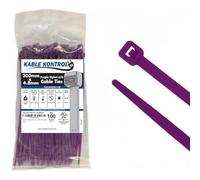 Kable Kontrol Purple Cable Ties, 200 mm x 4.8 mm, Pack of 100, 8" Premium Nylon Zip Ties, Multi-Purpose Plastic Tie Wraps, Secure Self-Locking Mechanism, for Home, Garden, Office and DIY