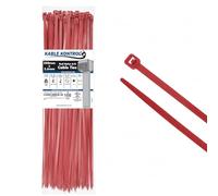 Kable Kontrol Red Cable Ties, 300 mm x 3.6 mm, Pack of 100, 12" Premium Nylon Zip Ties, Multi-Purpose Plastic Tie Wraps, Secure Self-Locking Mechanism, for Home, Garden, Office and DIY