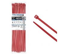 Kable Kontrol Red Cable Ties, 300 mm x 4.8 mm, Pack of 100, 12" Premium Nylon Zip Ties, Multi-Purpose Plastic Tie Wraps, Secure Self-Locking Mechanism, for Home, Garden, Office and DIY