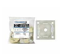 Kable Kontrol White Natural Zip Tie Bases, 40 mm x 40 mm, Pack of 100 Cable Tie Adhesive Mounts Self Adhesive Mounts Multi-Purpose Zip Ties Bases, Cable Holder Sticky Pads - White Natural