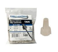 Kable Kontrol Wire Connectors for Electrical Wires 22-12 AWG - 100 Pcs - Winged Wire Caps Screw Terminals Twist fits Wire - Tan