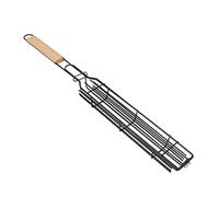Kabob Grilling Baskets Lockable Iron Kebab Grill Grate with Wooden Handle for Grilling Vegetables Hot Dog Meat Outdoor Camping Picnicking (Original Color)