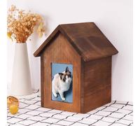 KaBuea Dog Urns for Ashes pet Urns, Pet Cremation Urns, Pet Ashes Photo Box Shape of the House, Dog Urns, Wood Keepsake Memorial Urns Cats Ashes