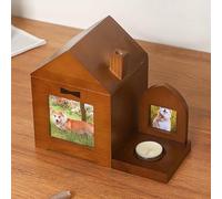 KaBuea Pet Urns for Dogs or Cats Ashes,Medium Wooden Funeral Cremation Memorial Box with Photo Frame,Keepsake with Black Flannel as Lining for Loss Pet