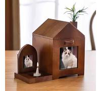 KaBuea Wooden Pet Keepsake Urn for Dog/Cat Ashes, Sturdy Funeral Box for Cremated Ashes with Separable Memorial Monument