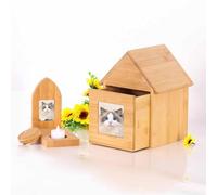 KaBuea Wooden Pet Urn for Dog/Cat Ashes, Sturdy Funeral Box for Cremated Ashes with Separable Memorial Monument, DIY Your Personalized Memory in 2 Pic Frames
