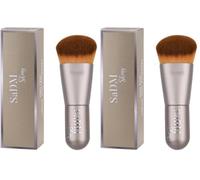Kabuki Angled Makeup Brush for Powder, Cream, Liquid Foundation, Sunscreen, Blush Blending & Bronzer - Professional Full Face Make Up Brush - Vegan & Cruelty Free (Pack of 2)
