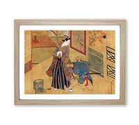 Kabuki Play By Okumura Masanobu Asian Japanese Framed Wall Art Print, Ready to Hang Picture for Living Room Bedroom Home Office Décor, Oak A4 (34 x 25 cm)