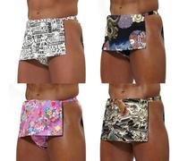 Kabukiness ] Fundoshi/Japanese Loincloth/Purely Made in Japan, Rubber Free, Cotton Underwear for Men Kimono Briefs Samurai, 4 Color Set, L