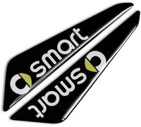 KABUTM 2 PCS Car Emblem Badge Sticker for Smart Fortwo Forfour 453 451, Black, Plastic, Chrome, Vehicle Specific, Compact car, City car