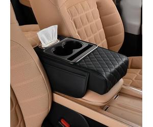 KABUTM Car Armrest Storage Box for KIA NIRO/e-NIRO/NIRO Hybrid/NIRO PHEV SUV 2016-2023, Car Armrest Pad With Cup Holder, Console Storage Box, Center Console Organizer, Arm Rest Cushion,A Black