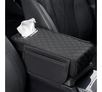 KABUTM Car Center Console Pad for Jaguar X-Type S-Type, Leather Armrest Cushion, Car Armrest Pillow, Armrest Protective Cover, Car Interior Accessories,A Black