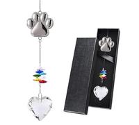 Kabwea 1 Piece Cat Paw Suncatcher Crystal Heart Pendant, Suncatcher Crystal