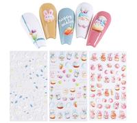 Kabwea 3 Pieces 5D Embossed Easter Nail Art Stickers, Nail Stickers Easter, Nail Stickers, Nail Art