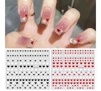 Kabwea 4 pieces 3D nail art stickers, heart-shaped pattern, self-adhesive nail stickers, suitable for various nail designs,Valentine Nail Stickers