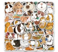 Kabwea 51 Pieces Cute Guinea Pig & Capybara Kawaii Stickers, Multicolored Vinyl Stickers for Paper, Plastic & Other Common Materials