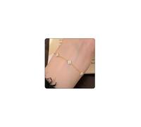 Kabwea S925 Sterling Silver & Gold Four-Leaf Clover Bracelet for Women, 7x7x1.5 cm Gift Box