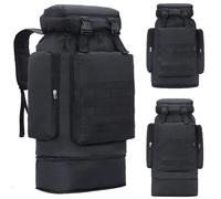 Kabxhueo Hiking Backpack Waterproof 70L Large Survival Tactical Backpac Molle Military Camping Bag Bottom Expandable Rucksack for Trekking Cycling Climbing Outdoor Sports for Women Men,Black