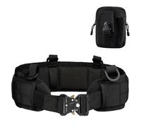 Kabxhueo Men Tactical Battle Belt Set,Slim Airsoft Molle with Metal Buckle for Shooting Hunting,War Game and Bags Safe Life Defense,Molle Pouch Included,Black