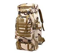 Kabxhueo Military Backpack for Men 80L Waterproof Hiking Backpack Tartical Army Bags Camo Trekking Rucksack Large Capacity Survival Daypack for Travelling Camping Fishing Climbing Hunting,Plateau