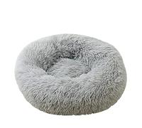 Kabxhueo Soft Washable Self-Warming Pet Bed Comfortable Cat Dog Donut Bed Fluffy Calming Puppy Pet Sleeping Bag Round Warm Cuddler Nesting Cave Kennel Super Soft Cushion Mat,gray,50cm/19.69”