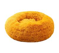 Kabxhueo Soft Washable Self-Warming Pet Bed Comfortable Cat Dog Donut Bed Fluffy Calming Puppy Pet Sleeping Bag Round Warm Cuddler Nesting Cave Kennel Super Soft Cushion Mat,yellow,40cm/15.75”