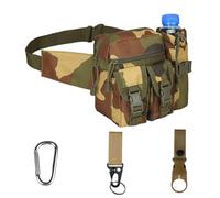 Kabxhueo Tactical Waist Pack Bag with Water Bottle Pouch, Military Waterproof Bumbag Utility Belt Bag Fanny Pack Hip Bag Waist Packs Bum Bag for Hiking Running Walking Travel,Digital Camouflage