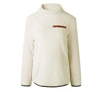 Kabxryaclo Womens Jumper Top Plain Furry Pluffy Flannel Warm Winter Zipper Decor Turtleneck Long Sleeve Blouse for Women(S(10),White)