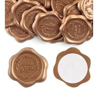KABYTW 60Pcs/Set Letter Be Our Guest Wax Seal Stickers, Self-Adhesive1.3inch/35mm Envelope Seal Stickers, for Valentine's Day,Birthday, Party Invitation, Wrapping（Antique Gold）