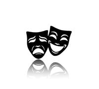 KABYTW Comedy and Tragedy Theater Mask Metal Wall Art Mask Wall Decor Masks Laugh Decor Decorations Theater Metal Sign for Living Room Theater Lovers Gifts Decorative and Artistic Sense 11.8x7.8inch