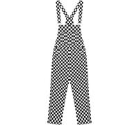 KACAOAC Women's Classic Checkered Bib Overalls Cotton Wide Leg Pants Jumpsuits - Orange & White Plaid, Black & White Plaid, Large